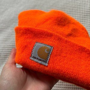 Neon orange carhartt beanie hat